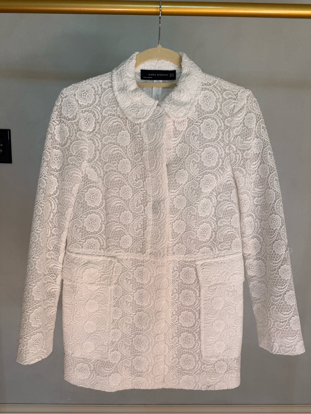 Zara White Lace Collar Blazer